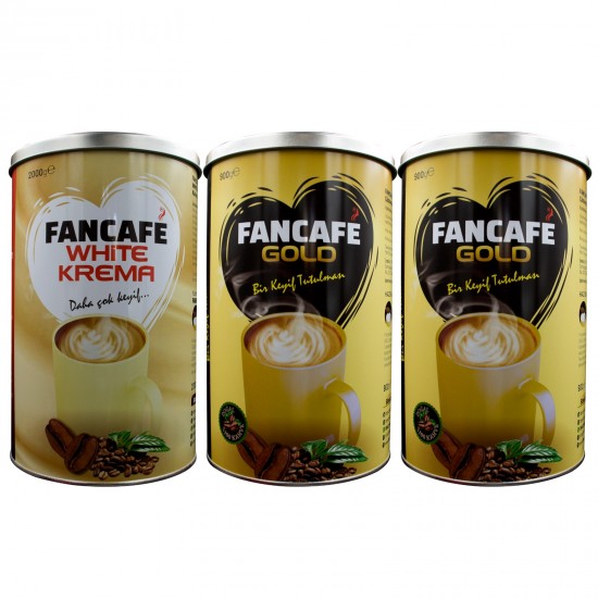 Fancafe Teneke Kutu Fırsat Paketi  900 gr Gold + 900 gr Gold+ 2000 gr Kahve Kreması