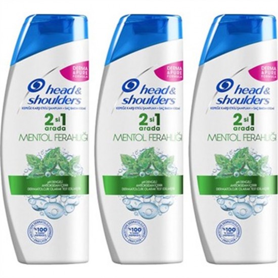 Head & Shoulders Mentol Ferahlığı 450 ml 2'si 1 Arada Şampuan 3ADET